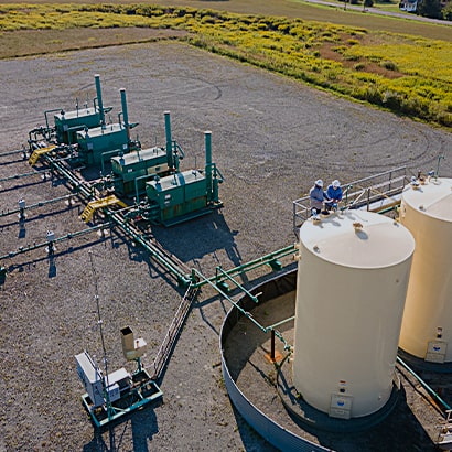 overhead shot of exploration and production equipment