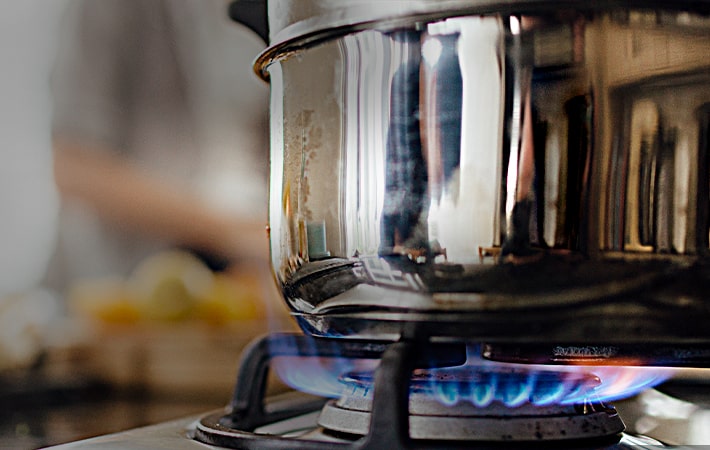 pot on gas stove