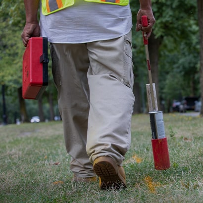 utility worker in field