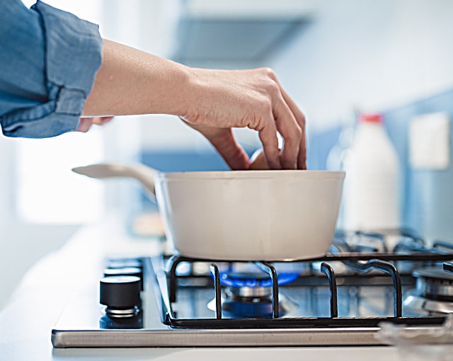 cooking on gas stovetop