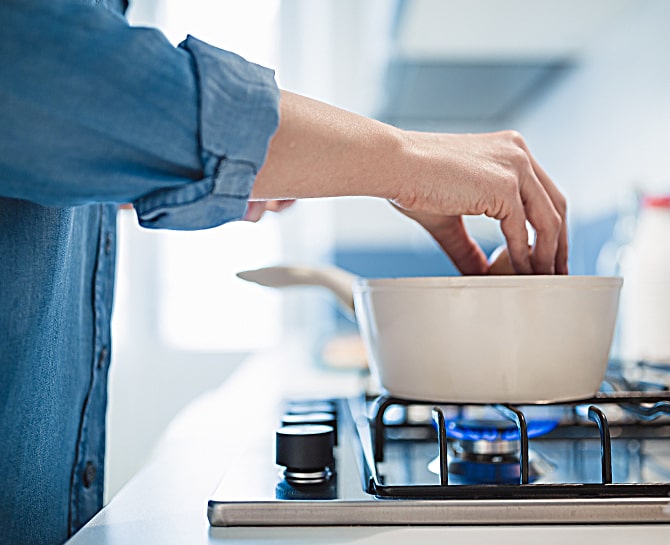 cooking on gas stovetop