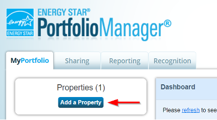 Add a Property button example